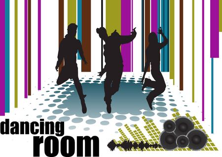 abstract dancing room with dancersのイラスト素材