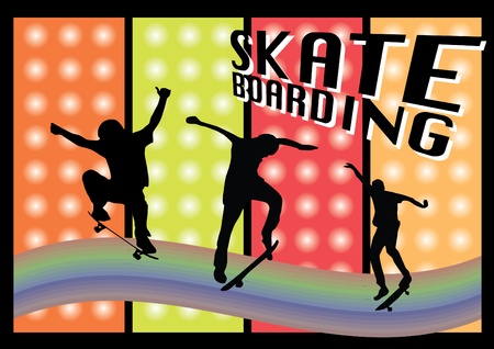 skateboarders on grunge backgroundのイラスト素材