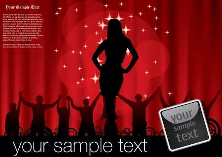 woman silhouette on red decorative background のイラスト素材