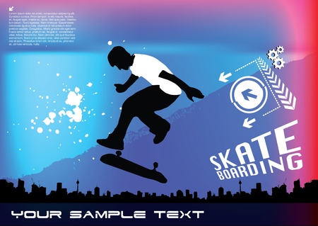 abstract skateboard vector のイラスト素材