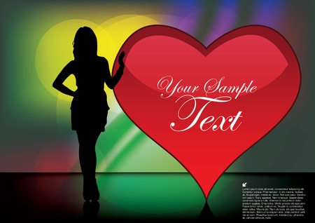 woman with heart on abstract background のイラスト素材