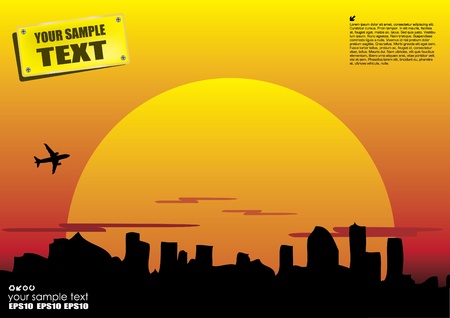 city and sunset backgroundのイラスト素材