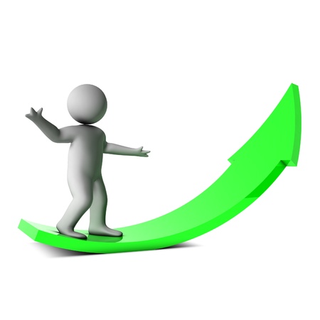 3d man on green arrow の写真素材