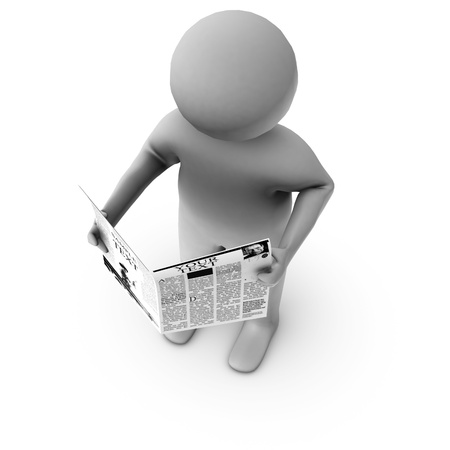 3d man reading newspaper の写真素材