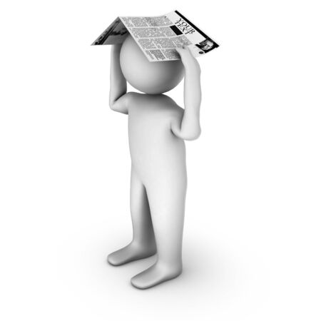 3d man reading newspaper の写真素材