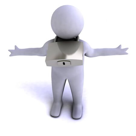 3d man with metal padlock の写真素材