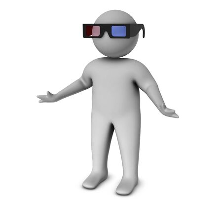 3d man with 3d glasses の写真素材