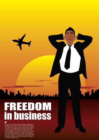 businessman on sunset background のイラスト素材