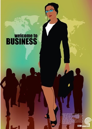 businesswoman on abstract background のイラスト素材