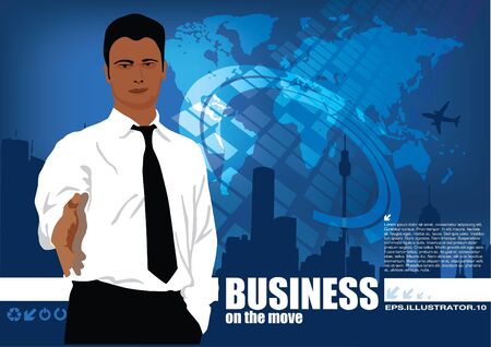 businessman on digital world background のイラスト素材