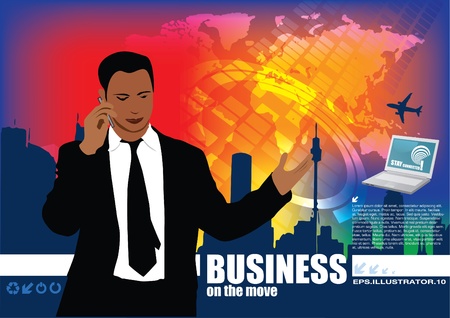 businessman on city background のイラスト素材