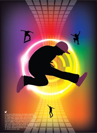 skateboard jumping vectorのイラスト素材