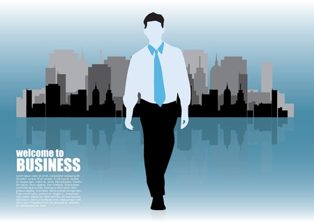 business person on abstract city background のイラスト素材