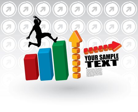 business chart and jumping man のイラスト素材