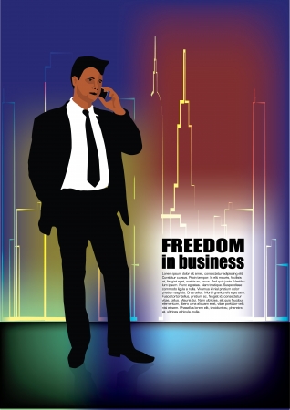 business person on abstract city background のイラスト素材