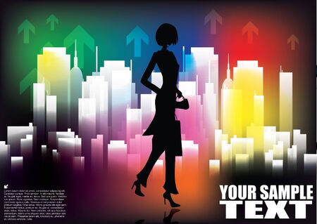 woman shopping on city background のイラスト素材