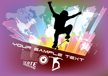 skateboarding background のイラスト素材