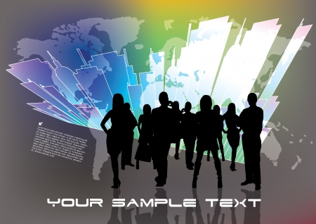 business people on technical background のイラスト素材