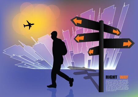 signpost on city shape のイラスト素材