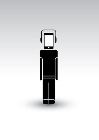 mobile phone music robot のイラスト素材