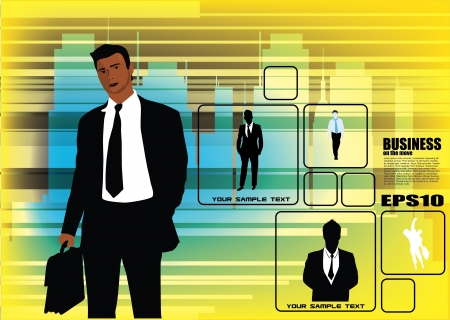 set of businessman on abstract background のイラスト素材