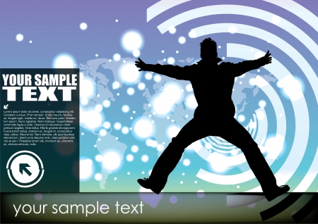 man jumping on abstract background のイラスト素材