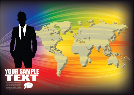 businessman and 3d world map のイラスト素材