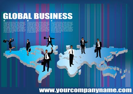 business people on modern world background のイラスト素材