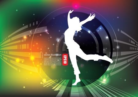 jumping women tech background のイラスト素材