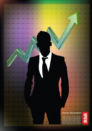 businessman and business chart のイラスト素材