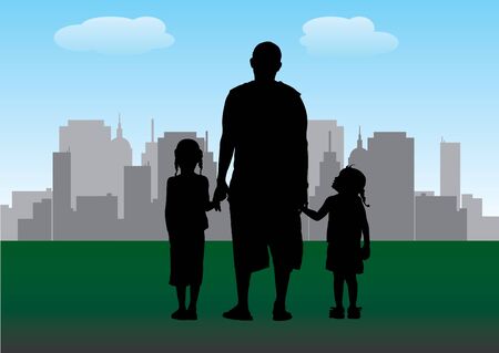 family and the city のイラスト素材