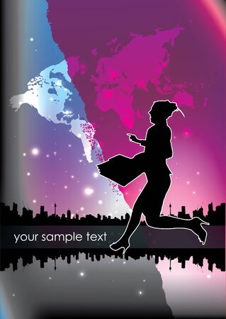 businesswoman and city backgroundのイラスト素材