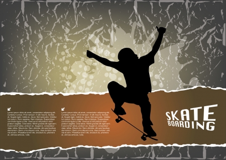 grunge skateboarding background のイラスト素材