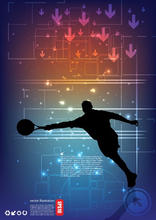 tennis player on abstract background のイラスト素材