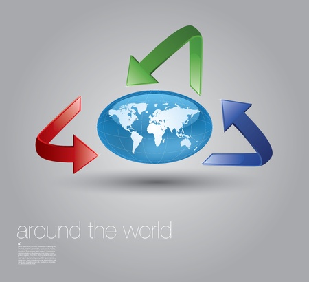 world globe and arrows のイラスト素材