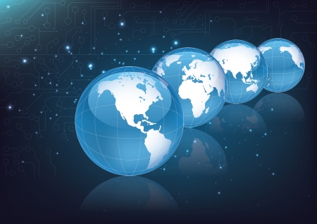 world globes on space background のイラスト素材