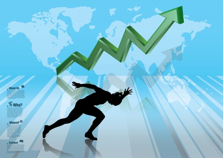 business chart and running man のイラスト素材