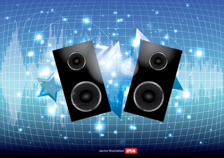 speakers on music background  のイラスト素材