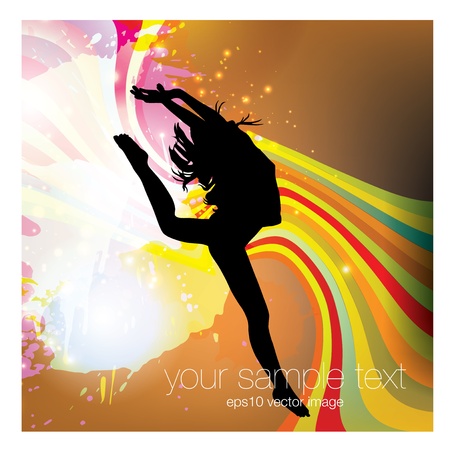dancing woman on abstract background  のイラスト素材