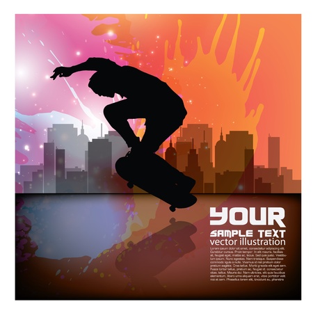 grunge skateboarder background  のイラスト素材