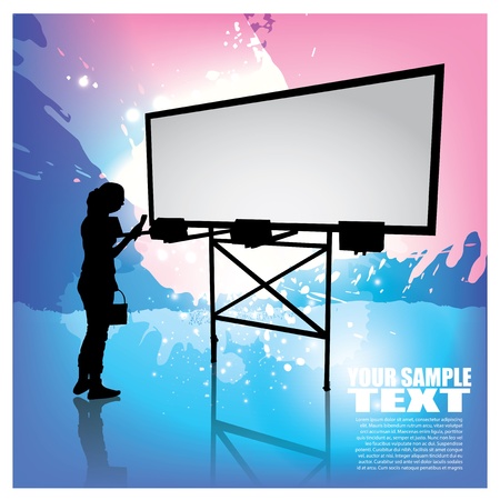 man with billboard  のイラスト素材