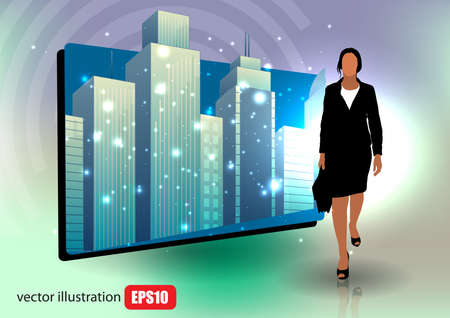 businesswoman on city backgroundのイラスト素材