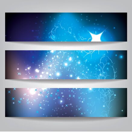Set of glowing bannersのイラスト素材