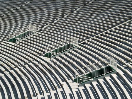 bleachers in an empty sports stadium