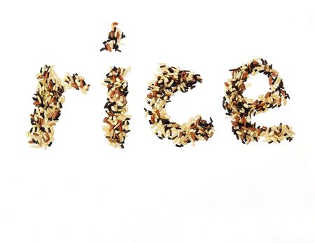 rice spelled out of a wild, long grain and brown rice blendの写真素材