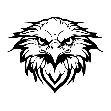 Eagle head black and white logo monochrome isolated on white backgroundのイラスト素材