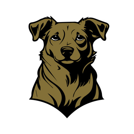 Brown Dog Head Black Icon logoのイラスト素材