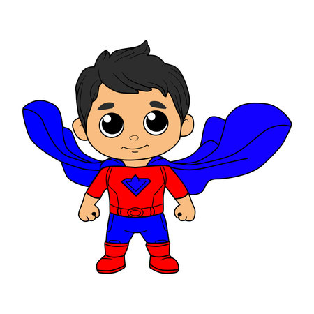 Boys in superhero costumes on white backgroundのイラスト素材