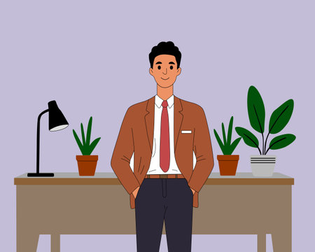 Businessman office worker flat characterのイラスト素材