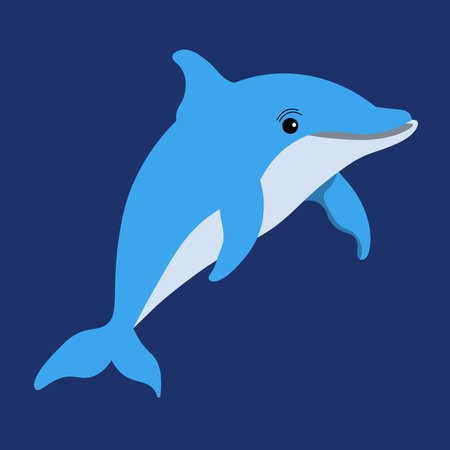 adorable blue dolphin cartoon isolatedのイラスト素材